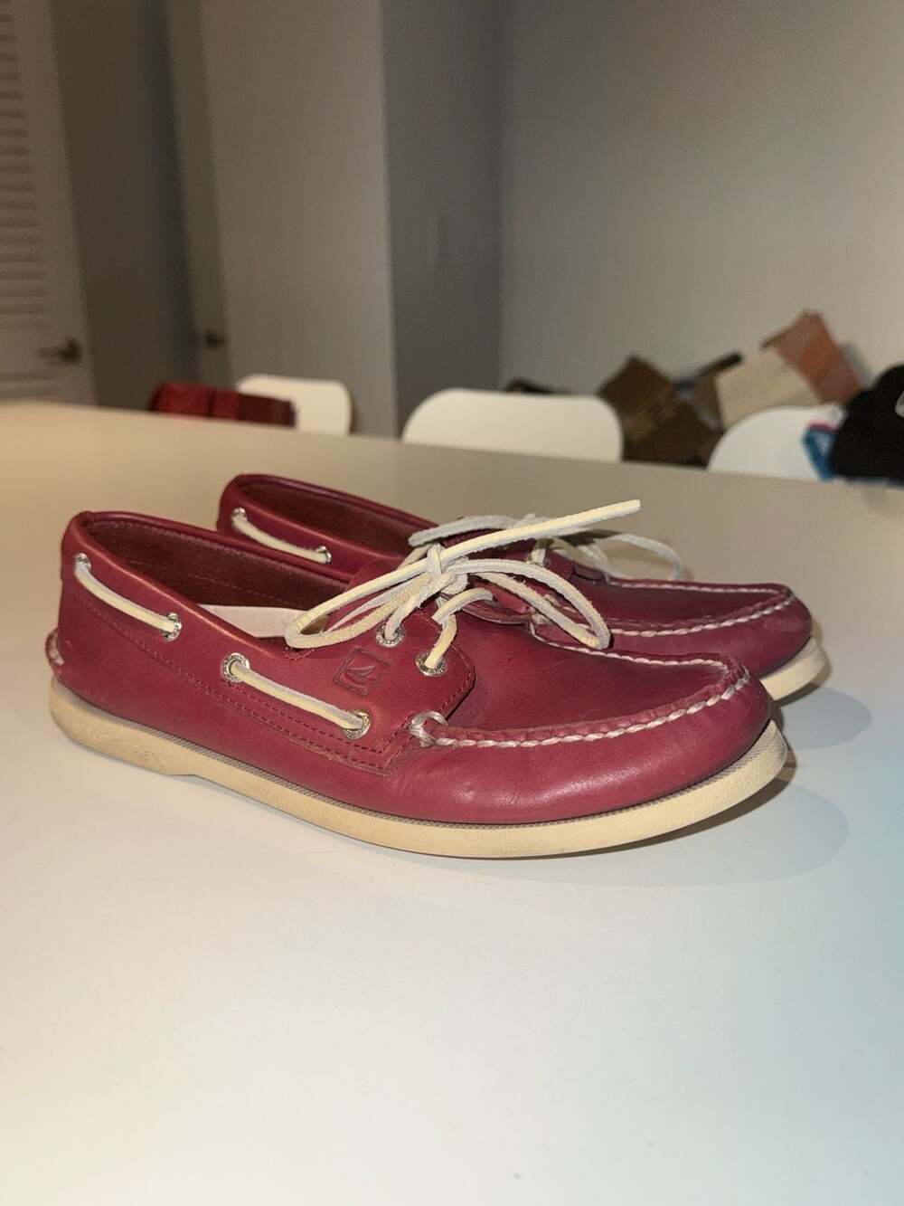 Sperry Top-Sider Authentic Original Boat Shoes Men's 8 M Red Leather